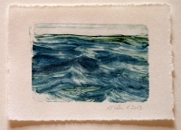 Aus der Serie: Winzige Ozeane, 2013, Monotypie, Öl auf Japan-Simili-Papier, Plattenformat ca. 7x10 cm